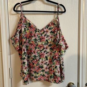 Shein Curve Floral Flutter Sleeve Tank Top Size 4XL